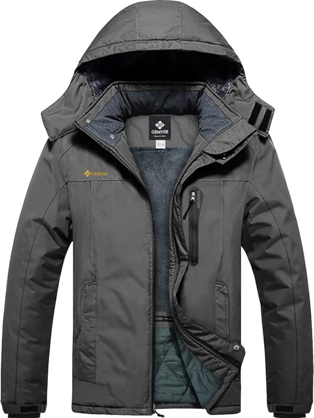 Men's Waterproof Winter Ski Jacket, Snow Coat with Detachable Hood, Warm